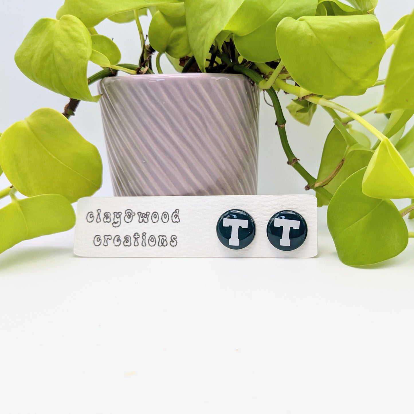 School Spirit Earrings - Customizable Shamrock & 'T' Design! 🍀🏫