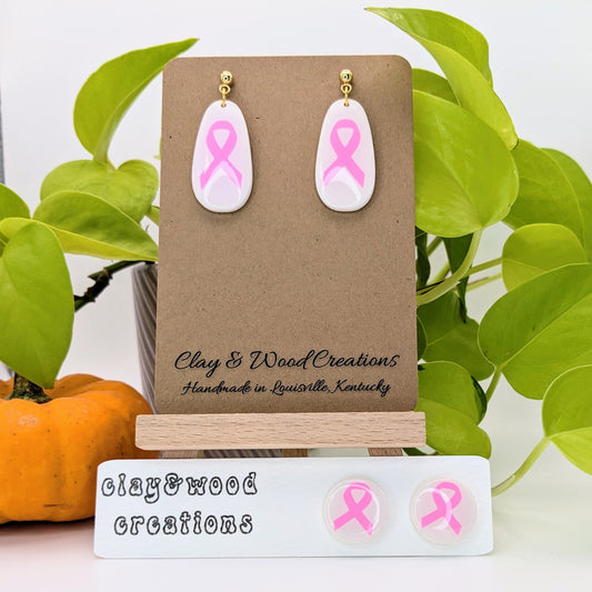 Pink Ribbon Earrings for Breast Cancer Awareness 🎀